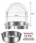 15 Inch Cotton Candy Machine Cover With Transparent Acrylic Dome For 15 Inch Bowls, Detachable Design, Easy Install And Clean Up