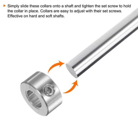 4 Pack Shaft Collars 304 Stainless Steel Bore Seven Sixteenth Inch Outer Diameter Seven Eighths Inch Width with set screw on shaft