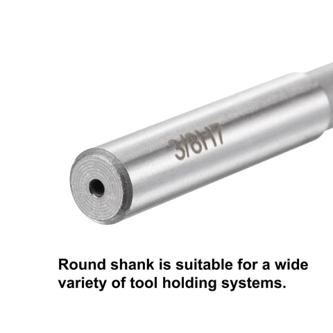 Close-up of round shank of Chucking Reamer Set 3/8 1/2 5/8 3/4 Inch H7 Accuracy Pro Grade High Speed Steel Lathe Reamers