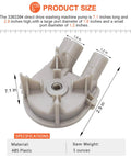 Washer drain pump, white ABS plastic, for Whirlpool/Kenmore washers, front view