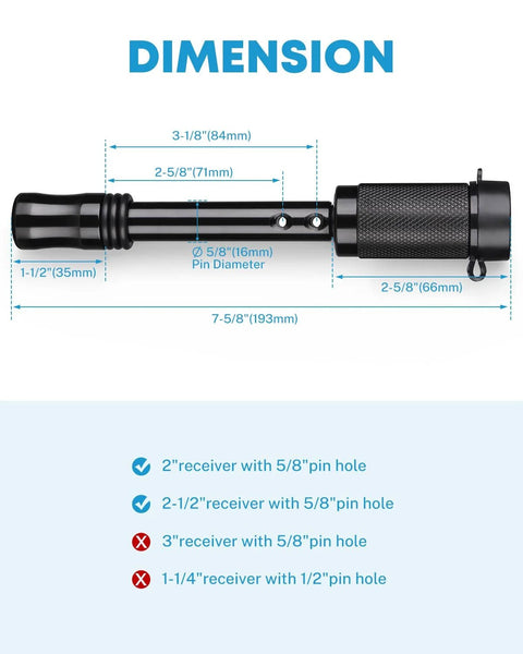 Dimensions of 5 By 8 Inch Trailer Hitch Lock Pin With Keys Heavy Duty Locking Hitch Pin For Class III IV Tow RV Hitches