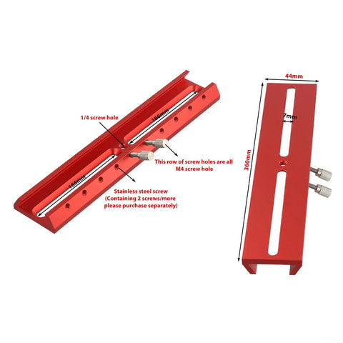 Rock Solid Aluminum Rail Bar Telescope Mounting Plate with Dovetail Finderscope Base, red, showing 220mm and 360mm extension slots.