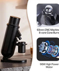 Top Tier Electric Single Dose Coffee Grinder With 63mm Conical Burrs And Zero Sixty Five Step Adjustments For Bang For Your Buck Precision and Hassle Free Espresso Shots At Home Daily on a countertop.
