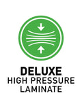 Green icon with arrows and text 'Deluxe High Pressure Laminate' for Kidney Shaped Classroom Table, 36x72 Inches, Height Adjustable.