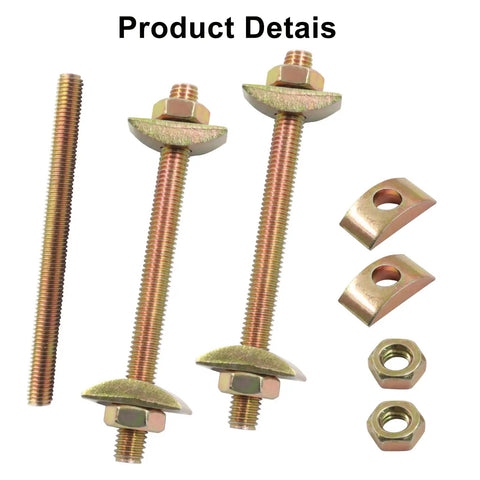 12 Sets M8x100mm Heavy-Duty Four-In-One Connector Kit with golden half moon bolts, nuts, and spacers for furniture assembly.