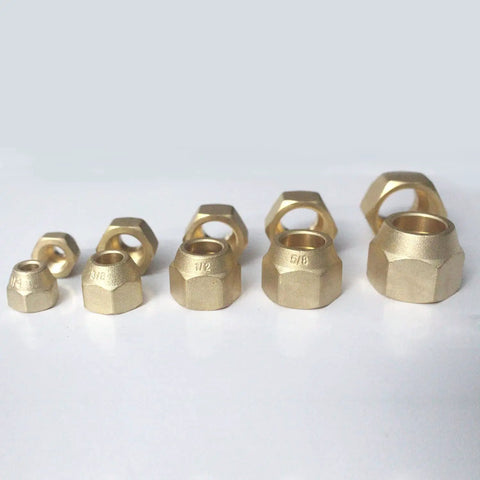 Brass nuts for 25 Foot Mini Split Line Set Copper Tubing For Ductless AC And Heat Pumps, One Quarter Inch And Three Eighths Inch ODs
