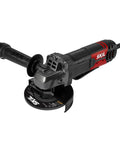 Tough 8 Amp 4-1/2 Inch Corded Angle Grinder Workhorse With Paddle Switch And Safety Lock showing heavy duty design and three position side handle.