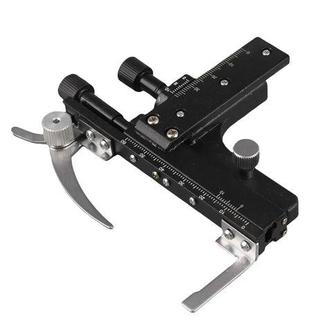 Moveable Microscope Stage With Attachable Caliper Vernier And XY Precision Scale Pro Grade Mechanical Stage For Biological Specimens Easy Install Durable Metal And Plastic Construction, black metal and plastic