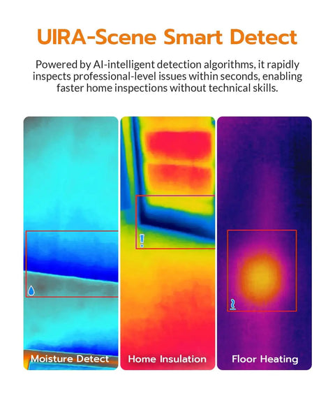 GT27D WiFi Thermal Camera with IR and Visible Light 640x480 High Resolution Real Time Imaging UIRA IR Enhanced Sensor for Pro Grade Temperature Readouts Hotspot Detection and Hidden Defect Scanning moisture, insulation, and floor heating checks
