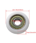 Rad 4-Piece White Ball Bearing Guide Pulley Roller Set 1.18 inch diameter plastic wheel with 0.31 inch bore for smooth operation.