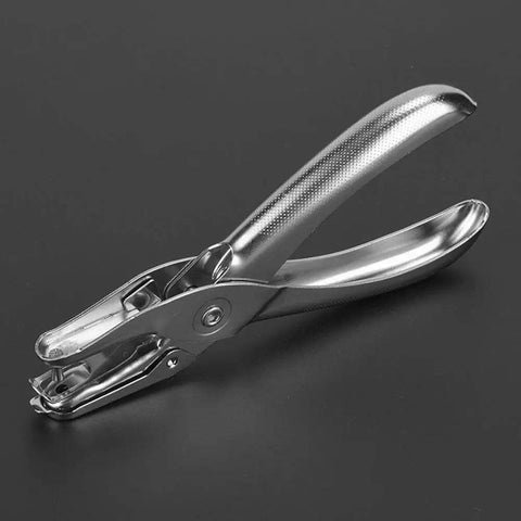 One Handed Hole Punch For Paper, 6 Sheet Capacity, 3.175mm Hole, Chrome Plated Handheld Puncher With Scrap Collector, Durable Metal Handle