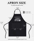 I Will Be In My Office Greenhouse Apron For Women Gardening Graphic Waterproof Oil Proof Bib Apron With Adjustable Neck Strap And Two Front Pockets Black shown with detailed size measurements.
