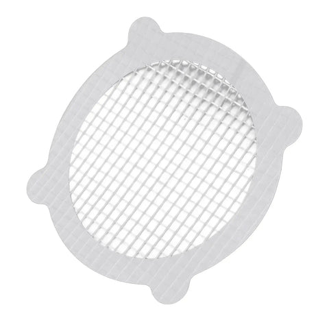 Saluaqui 50pcs Mesh Shower Drain Stickers 12cm Hair Catcher, white mesh design for trapping hair and debris.