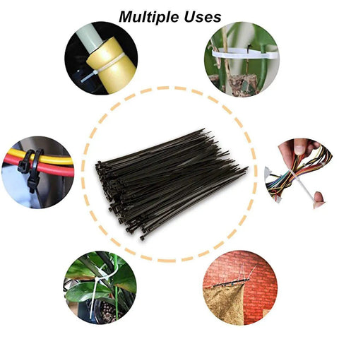 500 Pack Self Locking Nylon Cable Ties Assorted 4 6 8 10 And 12 Inch Lengths 0.16 Inch Width Heavy Duty Black For Home Office Garage Workshop Cable Management And Quick DIY Tidy Up
