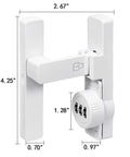 Matte White 90 Degree Mechanical Password Lock for Doors and Cabinets, 3 Digit Keyless Flip Latch With Combination, Privacy Lock
