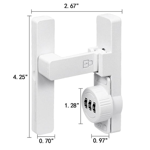 Matte White 90 Degree Mechanical Password Lock for Doors and Cabinets, 3 Digit Keyless Flip Latch With Combination, Privacy Lock