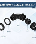 2 Pcs M25 Cable Gland Set 90 Degree Nylon Elbow Joint IP68 Waterproof Spiral Adjustable Cord Connector With Gaskets For 13 To 18 Mm Wires