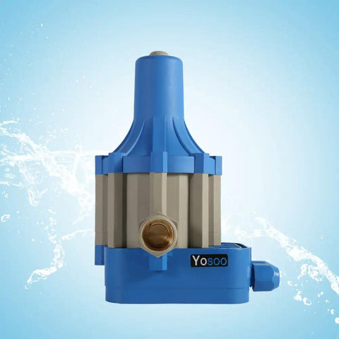 110V Automatic Electronic Switch Control Pressure Controller For Pumps And Water Systems With Dry Run Protection, blue and grey.