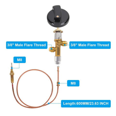 Flame Failure Safety Valve Kit For Gas Fire Pits And Outdoor Fireplaces With Thermocouple And Bakelite Knob Includes Plug And Play