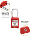 Red Lockout Safety Padlocks Set Of 2 With 4 Keys One Worker One Lock One Key Policy Writable Label Non Conductive Thermoplastic