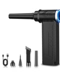 Cordless Air Duster 120000 RPM Turbocharged Blower with accessories displayed on a white background.