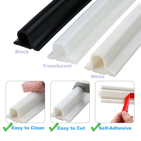 67 Inch Collapsible Shower Threshold Water Dam Made of Silicone, Flexible Barrier That Collapses Under Foot, ADA Accessible Bathrooms