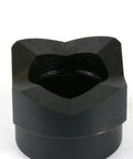 Close-up of Double D Punch Die Set 1-3-8 By 1-1-8 Inch Knockout Hole Kit hardened steel fitting for precise panel punching