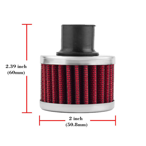 18mm Fuel Cell Breather Vent With 10AN Female Fitting And Air Filter Rebuild Kit for Off Road and Modified Rigs, dimensions shown