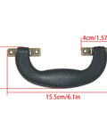 4 Pieces Vintage Style Luggage Handle Fittings In Black Leather And Plastic Replacement Hardware with dimensions