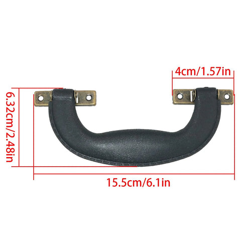 4 Pieces Vintage Style Luggage Handle Fittings In Black Leather And Plastic Replacement Hardware with dimensions