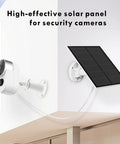 5W USB Solar Panel Kit For Battery Security Cameras With Micro USB Or USB-C Port Outdoor IP65 Waterproof mounted on wall