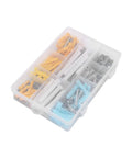 DIY Friendly Self Tapping Screw Kit With Anchors, 200 Pieces in 10 Sizes, 4 Colors, Stainless Steel in organized storage box