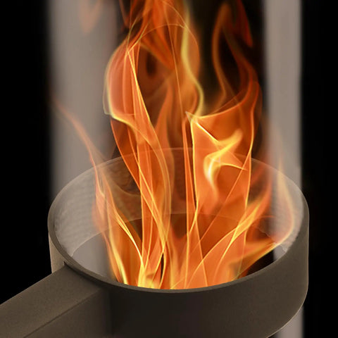 Portable Wood Pellet Fire Pit And Outdoor Heater In Matte Black Painted Stainless Steel, Cozy Swirl Of Flames