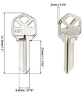 Brass Key Blanks Pack Of 100 For KW1 Kwikset KS1 KWI1 Locks Durable Brass Construction With Elegant Finish measurement view