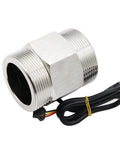 1.5 Inch Stainless Steel Water Flow Sensor DC 5-18V Liquid Flow Switch for Water Control and Monitoring, threaded port and cable view