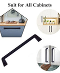 Six Inch Black Cabinet Pulls Set Six Pack for cabinets, drawers, bar cabinets, bathroom wardrobe, durable zinc alloy handles.