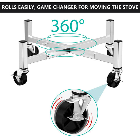 Beefy Heavy Duty Fire Pit Rolling Stand With 360 Swivel And Locking Wheels Universal Fit 15 To 27 Inch Pits stainless steel design