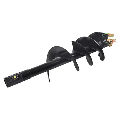 12 Inch By 48 Inch Auger Bit With 2 Inch Hex Collar For Skid Steer Post Hole Digger Attachment, black with cutting teeth