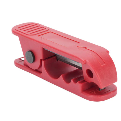 Pro Grade Wire Stripper Tool With Precise Crimping and 360 Rotation Cutting, Auto Adjusting Jaw, Ergonomic Handle, Clean Cuts, Wide Compatibility for Ethernet RJ45, Coax, Power, and Electrical Cables, red plastic