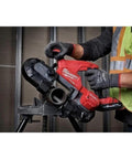 Ultra Light 18V Cordless Band Saw With Brushless Motor And Constant Power Tech Delivers The Fastest Cuts In Its Class For Portable Tough Jobs On The Jobsite, No Hype being used to cut metal pipe on a job site