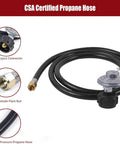 CSA certified Two Foot Universal Grill Regulator and Propane Hose for Most LP Grills with QCC1 Type1 Connector and 3/8 inch flare nut