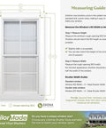 Measuring guide for installing Lifetime Vinyl Shutter Loks 3 Inch Black on windows, includes trim and rough opening instructions.