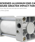 Thickened aluminum end cap on Aluminum Alloy Pneumatic Air Cylinder Dual Action With Two And A Half Inch Bore And Three Inch Stroke Port