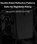 Rainproof Bike Rack Pannier Bag With Reflective Strips And Buckle attached to a bike for nighttime visibility and safety.
