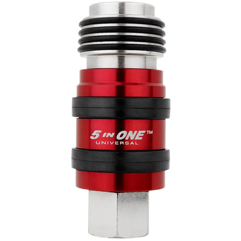 Five In One Universal Safety Exhaust Quick Connect Industrial Coupler For Pro Grade Air Tools With One Quarter Inch Body