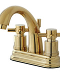 Beefy 4 Inch Centerset Bathroom Faucet with Twin Brass Handles, 4.5-Inch Spout Reach, Polished Brass Finish, Solid Brass Construction
