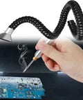 Flexible Solder Fume Extractor Arm With Adjustable Hood And Valve For Electronics And Woodworking in use at a workbench