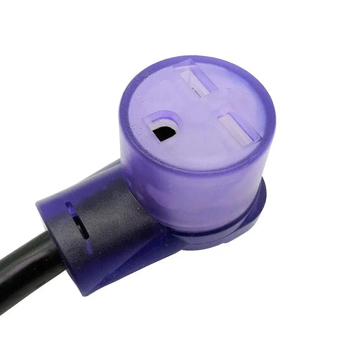 Close-up of plug end of Heavy Duty 30 Amp NEMA 6 30 Extension Cord For Welder And Heater 10 Foot UL Listed 10 AWG Copper STW