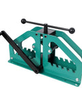Heavy Duty Manual Tube Roller Bender Pipe Bending Machine Green Carbon Steel with hand crank for bending pipes.