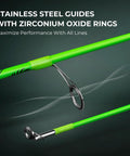 Close-up of Zephyr Dual Tip Spinning Rod And Reel Combo Ultra Light Graphite Build with stainless steel guides.